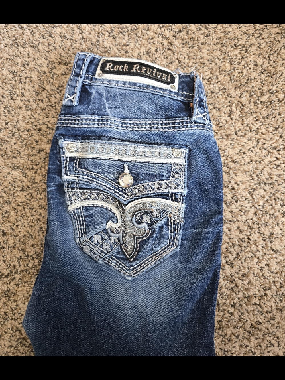 Rock Revival Women's Dark Blue Embellished Boot Cut Jeans